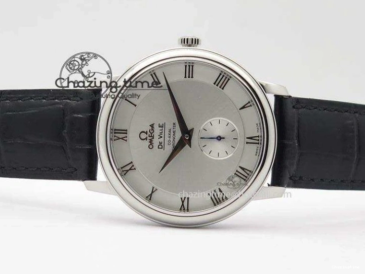 0420 Flexible De Ville MK 1:1 Best Edition SS White Dial On Black Leather Asian Seagull T1701 (Sec@6) 8244